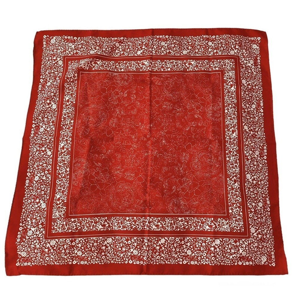 Vintage Scarves By Nasharr 21 X 21 Square Headwear Neck Poly Red Floral …
